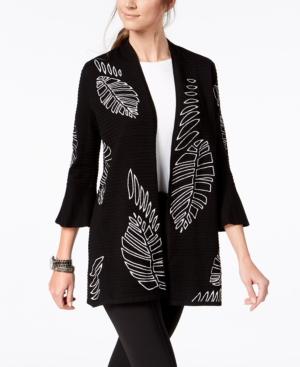 Alfani Leaf-embroidered Bell-sleeve Cardigan, Created For Macy's