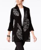 Alfani Leaf-embroidered Bell-sleeve Cardigan, Created For Macy's