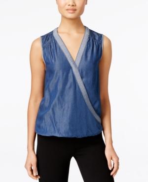 Inc International Concepts Surplice Chambray Top, Only At Macy's