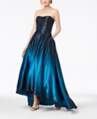 Betsy & Adam Strapless Ombre High-low Gown