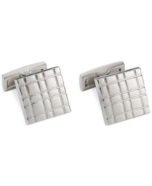 Ryan Seacrest Distinction Square Silver Plaid Cufflinks