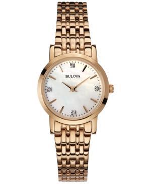 Bulova Women's Rose Gold-tone Stainless Steel Bracelet Watch 27mm 97p106