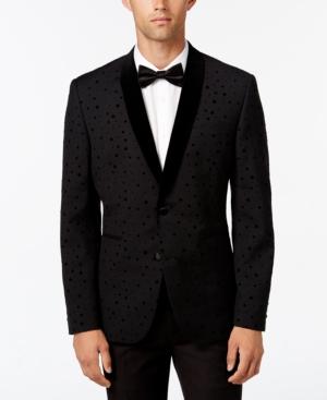 Bar Iii Men's Slim-fit Black Flocked-dot Evening Jacket, Only At Macy's