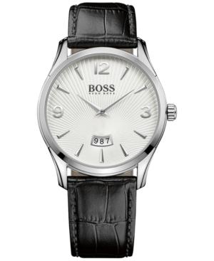 Boss Men's Commander Black Leather Strap Watch 41mm 1513449