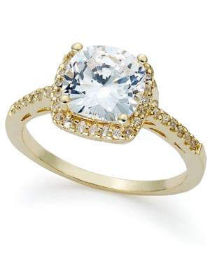 B. Brilliant 18k Gold Over Sterling Silver Ring, Cushion-cut Cubic Zirconia Ring (3-1/3 Ct. T.w.)