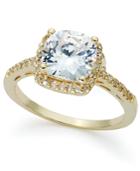 B. Brilliant 18k Gold Over Sterling Silver Ring, Cushion-cut Cubic Zirconia Ring (3-1/3 Ct. T.w.)