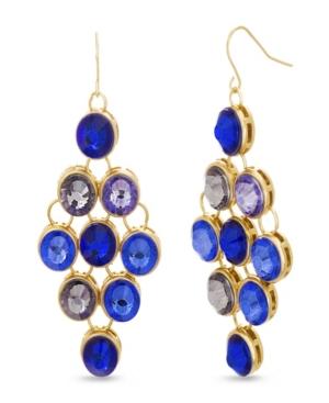 Catherine Malandrino Women's Multicolored Blue And Purple Rhinestone Yellow Gold-tone Dangling-style Earrings