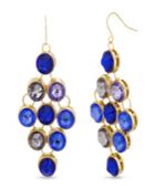 Catherine Malandrino Women's Multicolored Blue And Purple Rhinestone Yellow Gold-tone Dangling-style Earrings