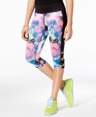 Material Girl Active Juniors' Printed Lattice-side Cropped Leggings, Only At Macy's