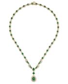 Emerald (9-1/2 Ct. T.w.) And Diamond (1-1/5 Ct. T.w.) All-around Fancy Pendant Necklace In 14k Gold