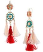 Rachel Rachel Roy Gold-tone Double Circle & Multi-tassel Chandelier Earrings