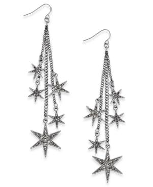 Inc International Concepts Hematite-tone Pave Star Chain Drop Earrings, Created For Macy's