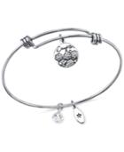 Unwritten Daughters Charm And Crystal Bangle Bracelet In Silver-plated Stainless Steel
