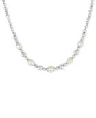 Majorica Silver-tone Imitation Pearl And Metallic Beaded Collar Necklace