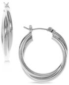 Nine West Silver-tone 1/3 Twisted Hoop Earrings