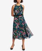 Tommy Hilfiger Belted Floral-print Midi Dress