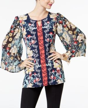 Jm Collection Pleated Angel-sleeve Tunic, Created For Macy's