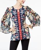 Jm Collection Pleated Angel-sleeve Tunic, Created For Macy's