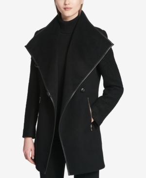 Calvin Klein Asymmetrical Mixed-media Coat