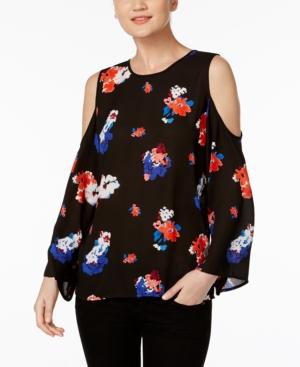 Vince Camuto Cold-shoulder Floral-print Top