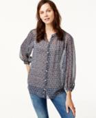 Lucky Brand Sheer Printed Blouse