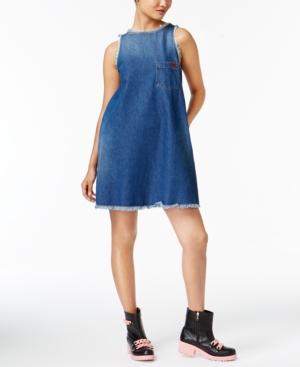 Love Moschino Cotton Frayed Denim Dress