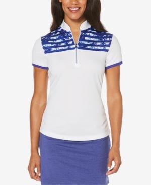 Pga Tour Floral Striped Mock-neck Top