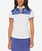 Pga Tour Floral Striped Mock-neck Top