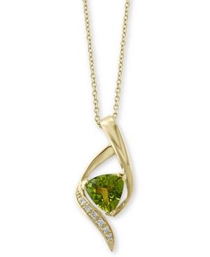 Effy Peridot (1-3/4 Ct. T.w.) & Diamond Accent 18 Pendant Necklace In 14k Gold