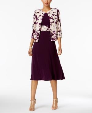 Jessica Howard Floral-print-contrast Dress And Jacket