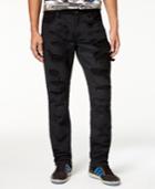 Heritage America Men's Straight-fit Stretch Quilted Destroyed Jeans