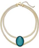 Thalia Sodi Gold-tone Oval Stone Double-row Collar Necklace, 16 + 3 Extender, Created For Macy's