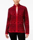 Karen Scott Petite Printed Fleece Jacket, Only At Macy's