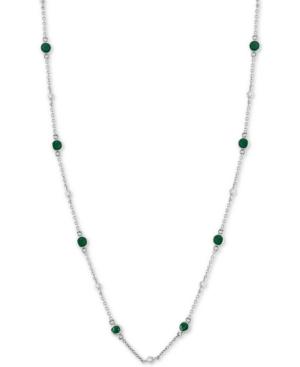 Brasilica By Effy Emerald (1-1/4 Ct. T.w.) & Diamond (1/8 Ct. T.w.) 18 Collar Necklace In 14k White Gold