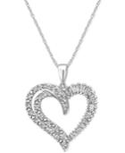 Diamond Open Heart Pendant Necklace (1/2 Ct. T.w.) In 14k White Gold