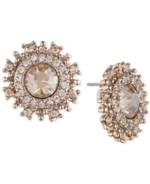 Marchesa Gold-tone Crystal Halo Stud Earrings
