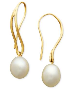 Pearl Earrings, 14k Gold Cultured Freshwater Pearl Drop Earrings (7mm)