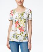 Karen Scott Floral-print T-shirt, Only At Macy's