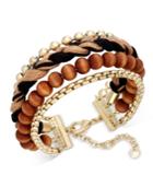 Inc International Concepts Gold-tone Mixed Media Wrap Bracelet, Only At Macy's