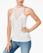 Guess Sloane Illusion-neck Fringe Top