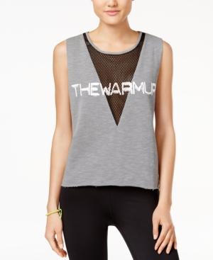 Jessica Simpson The Warm Up Mesh-inset Logo Graphic Tank Top, Created For Macy's