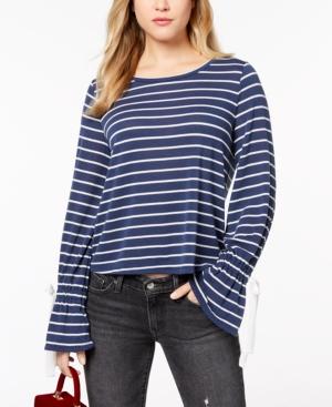 Maison Jules Striped Bell-sleeve Sweater, Created For Macy's