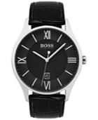Boss Hugo Boss Men's Governor Black Leather Strap Watch 44mm 1513485