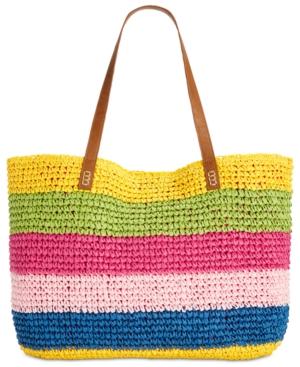 I.n.c Jordyy Pop Stripe Extra-large Beach Tote, Created For Macy's