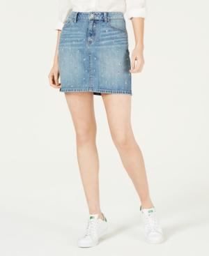 Rewash Juniors' Star-studded Denim Skirt