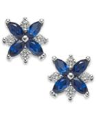 Sapphire (1-5/8 Ct. T.w.) And Diamond (3/8 Ct. T.w.) Stud Earrings In 14k White Gold