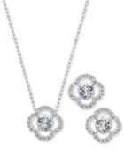Danori Silver-tone Pave Pendant Necklace And Matching Stud Earrings