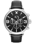 Ax Armani Exchange Men's Chronograph Black Leather Strap Watch 49mm Ax1371