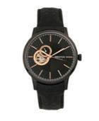 Heritor Automatic Landon Black Leather Watches 44mm