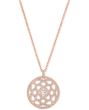 Swarovski Rose Gold-tone Filigree Crystal Disc Pendant Necklace